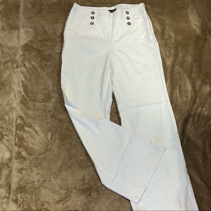 White House Black Market White Nautical Wide Leg Pant